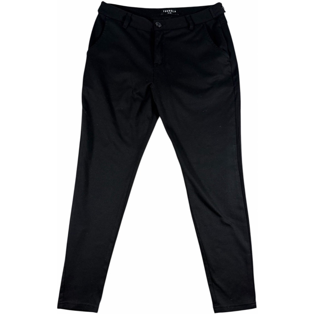 YoungLA 614 Flex Slim Stretch Trousers Mens 32x30 Black Athletic Fit Dress Pants